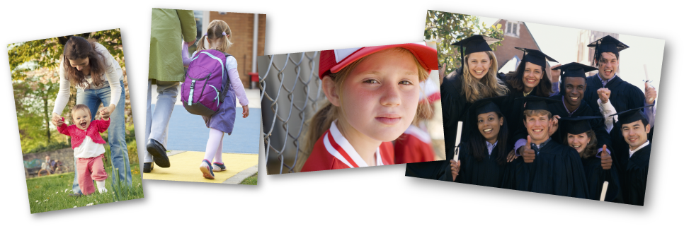 You've guided your child every step of the way Series of images of a girl growing up